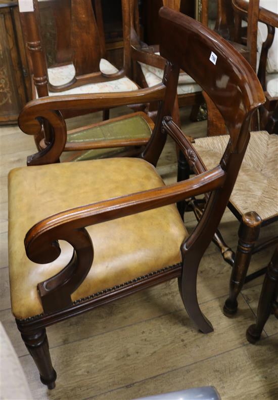 A Regency style carver and a pair of library steps